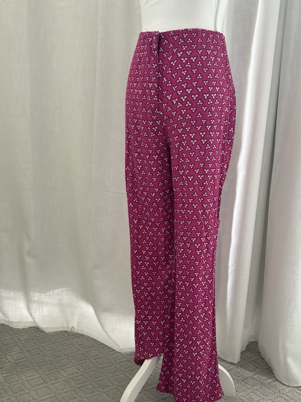Zara Plum Patterned Wide-Leg Pants